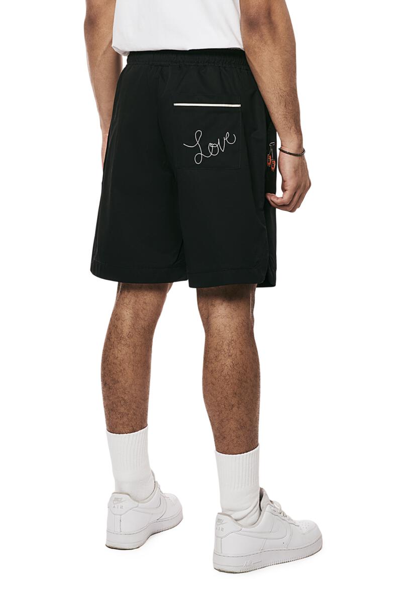 Smoke Rise 'Graphic' Twill Shorts (Black) JS24399 - FRESH N FITTED-2 INC