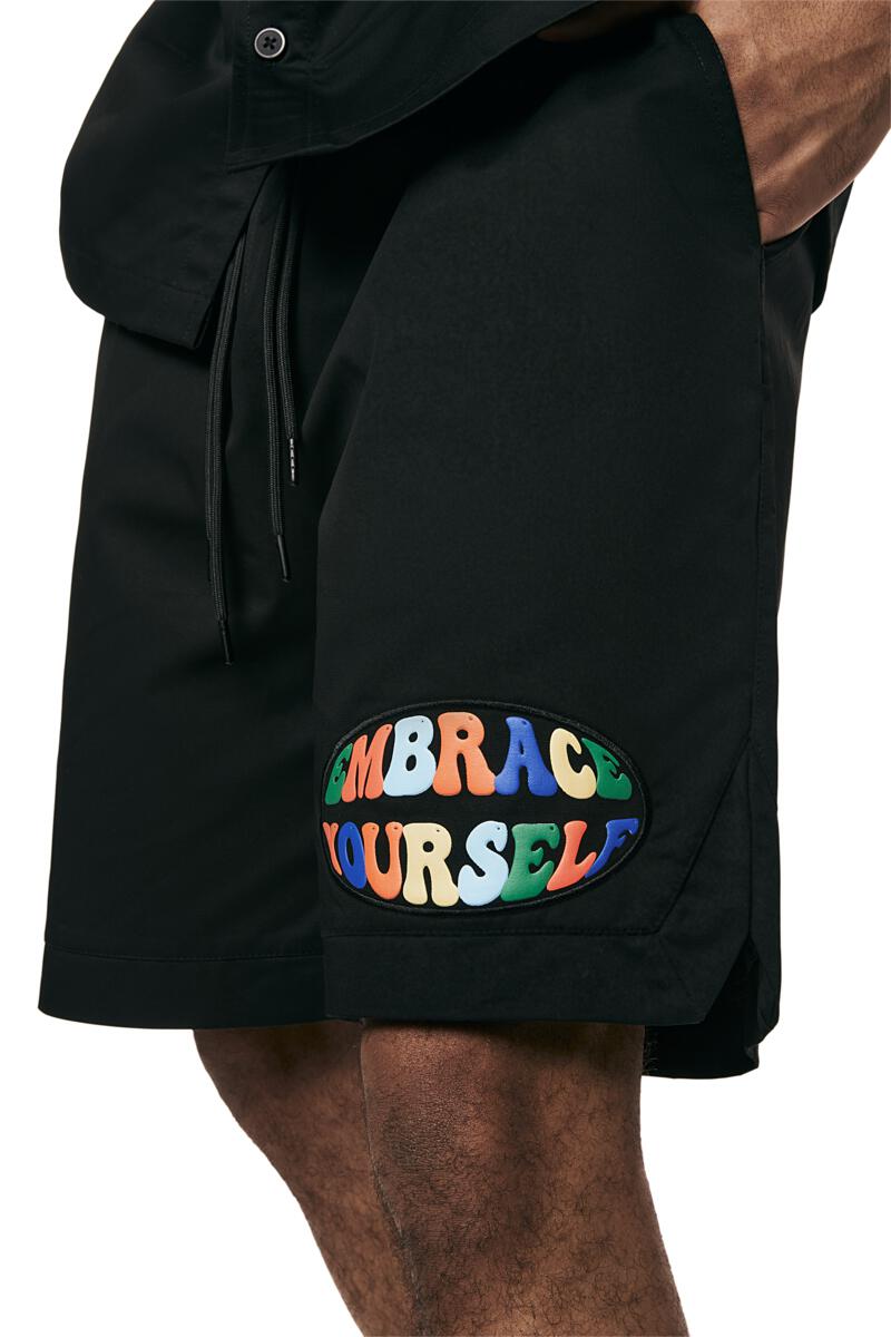 Smoke Rise 'Graphic' Twill Shorts (Black) JS24399 - FRESH N FITTED-2 INC