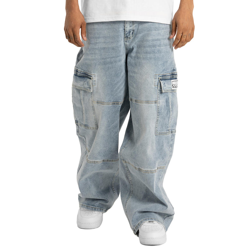 Pro Club Heavyweight Baggy Cargo Denim Cargo (Light Stonewash) 32PC0606