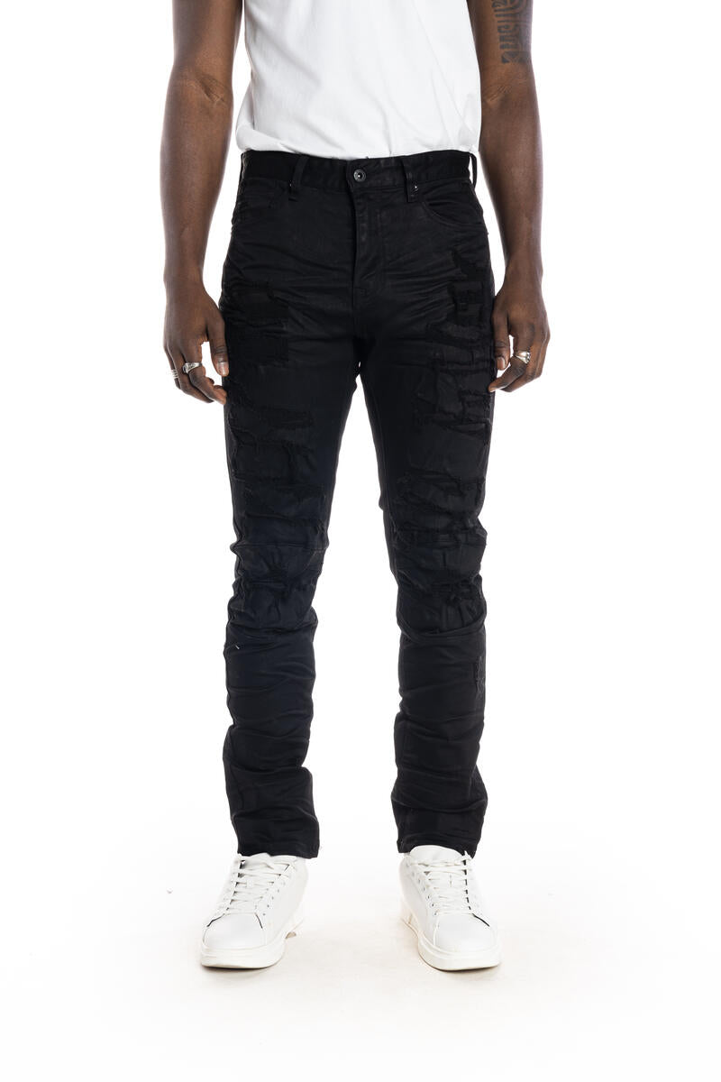 Smoke Rise 'Heavy Rip and Repair' Denim (Jet Black) JP20634R2