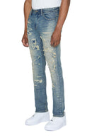 Smoke Rise 'Heavy Distressed' Denim (Lisbon Blue) JP23517 - FRESH N FITTED