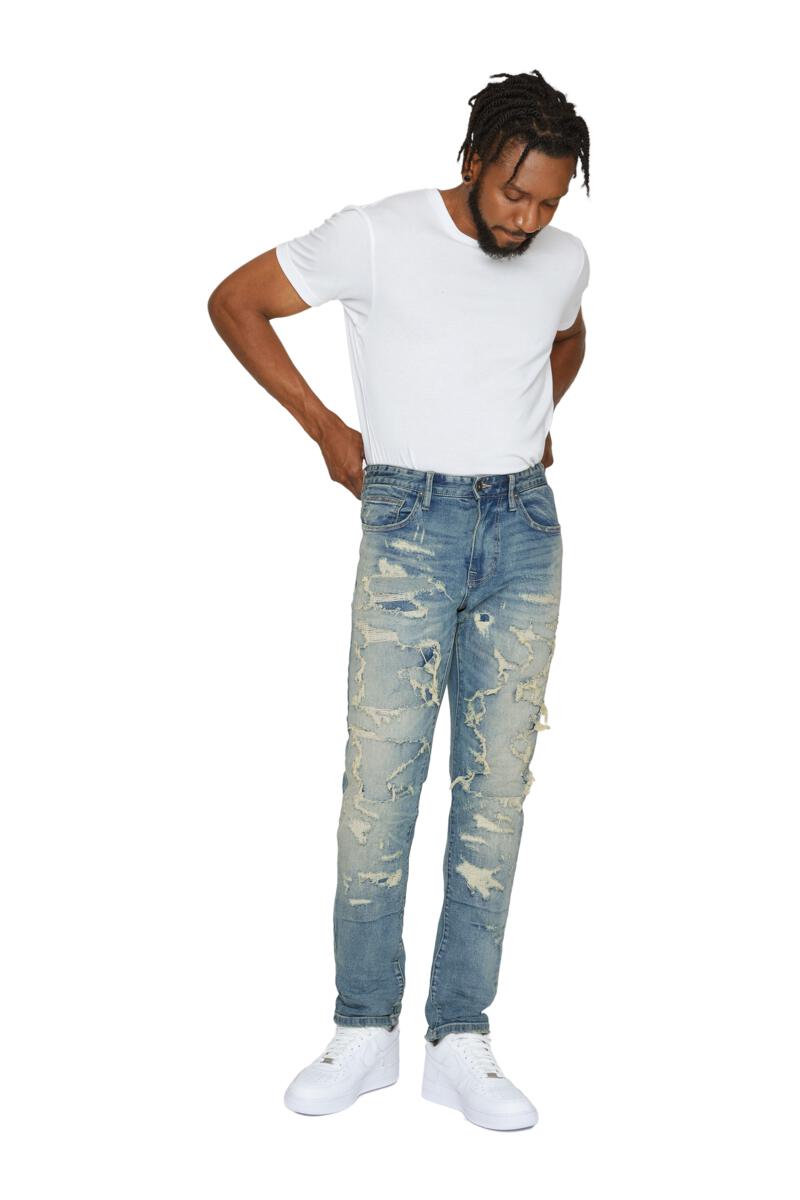 Smoke Rise 'Heavy Distressed' Denim (Lisbon Blue) JP23517