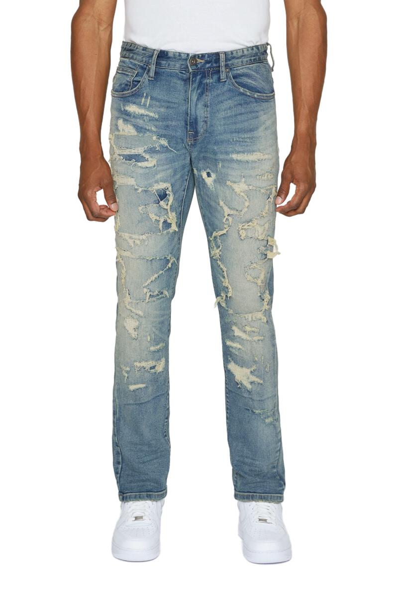 Smoke Rise 'Heavy Distressed' Denim (Lisbon Blue) JP23517