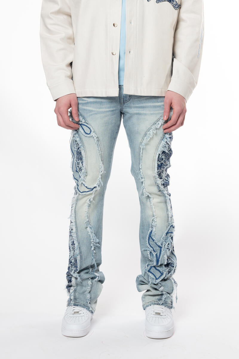 Smoke Rise 'Tapestry Panel Monogram Stacked' Denim (Montauk) JP24513