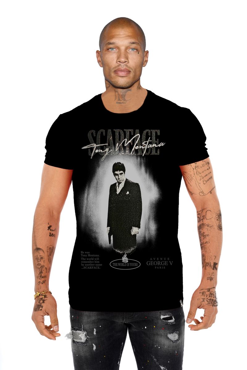 George V 'Scarface' Tee (Black) GV-S2744 - FRESH N FITTED-2 INC