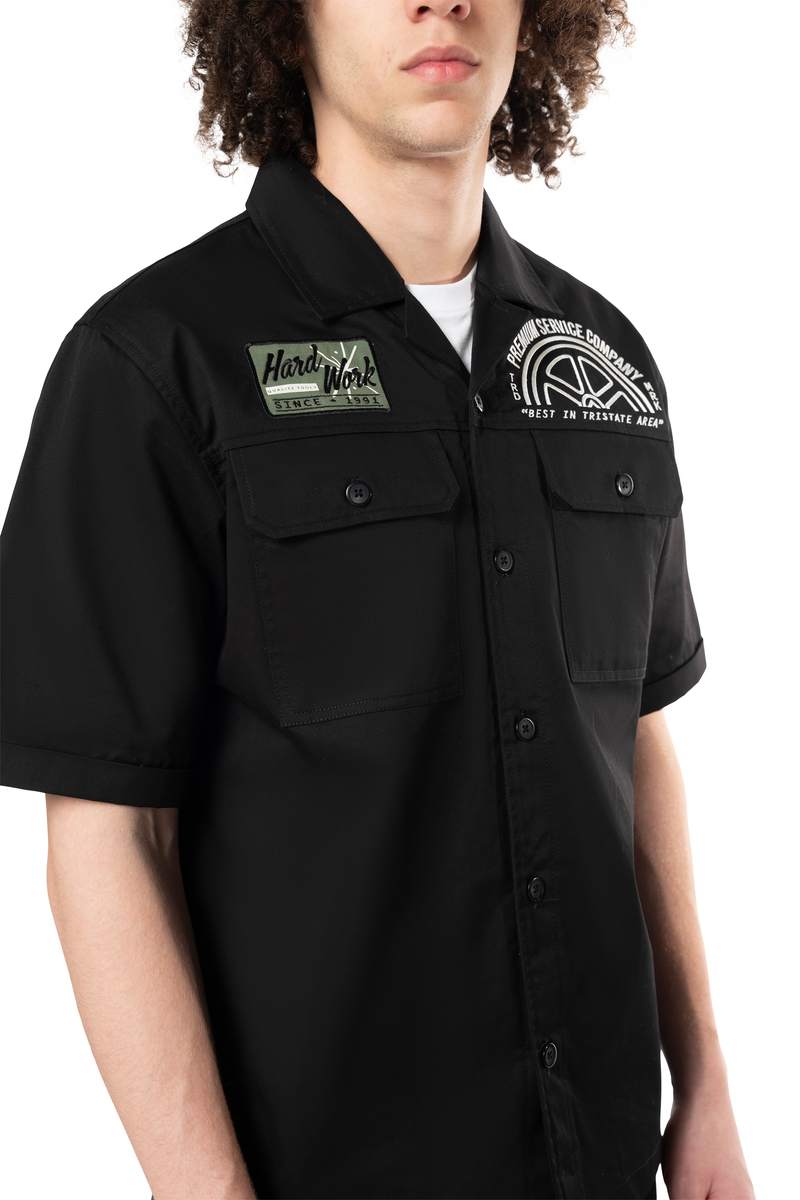 Smoke Rise 'Pitshop'Twill Shirt (Black) WH24587 - FRESH N FITTED-2 INC