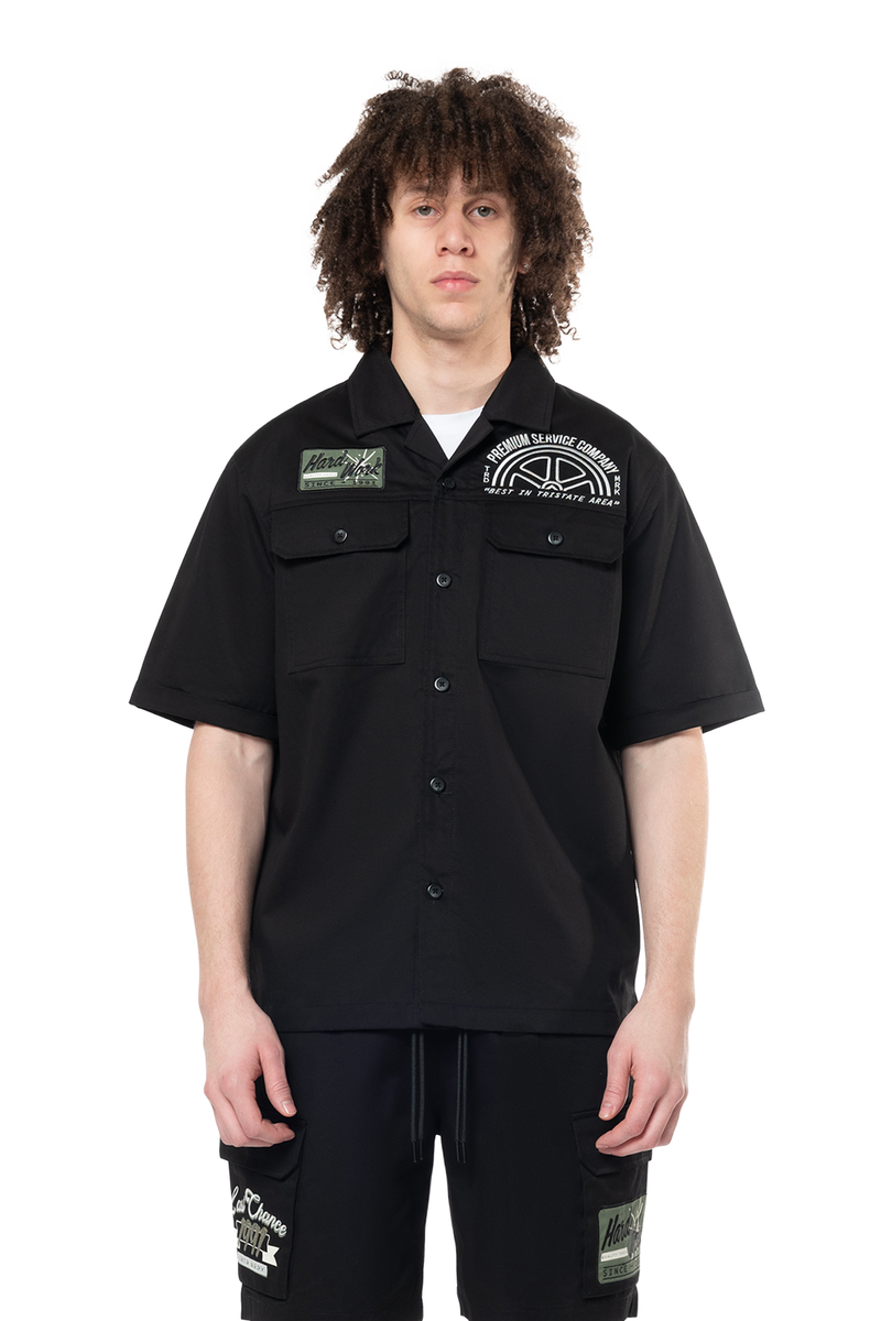 Smoke Rise 'Pitshop'Twill Shirt (Black) WH24587 - FRESH N FITTED-2 INC