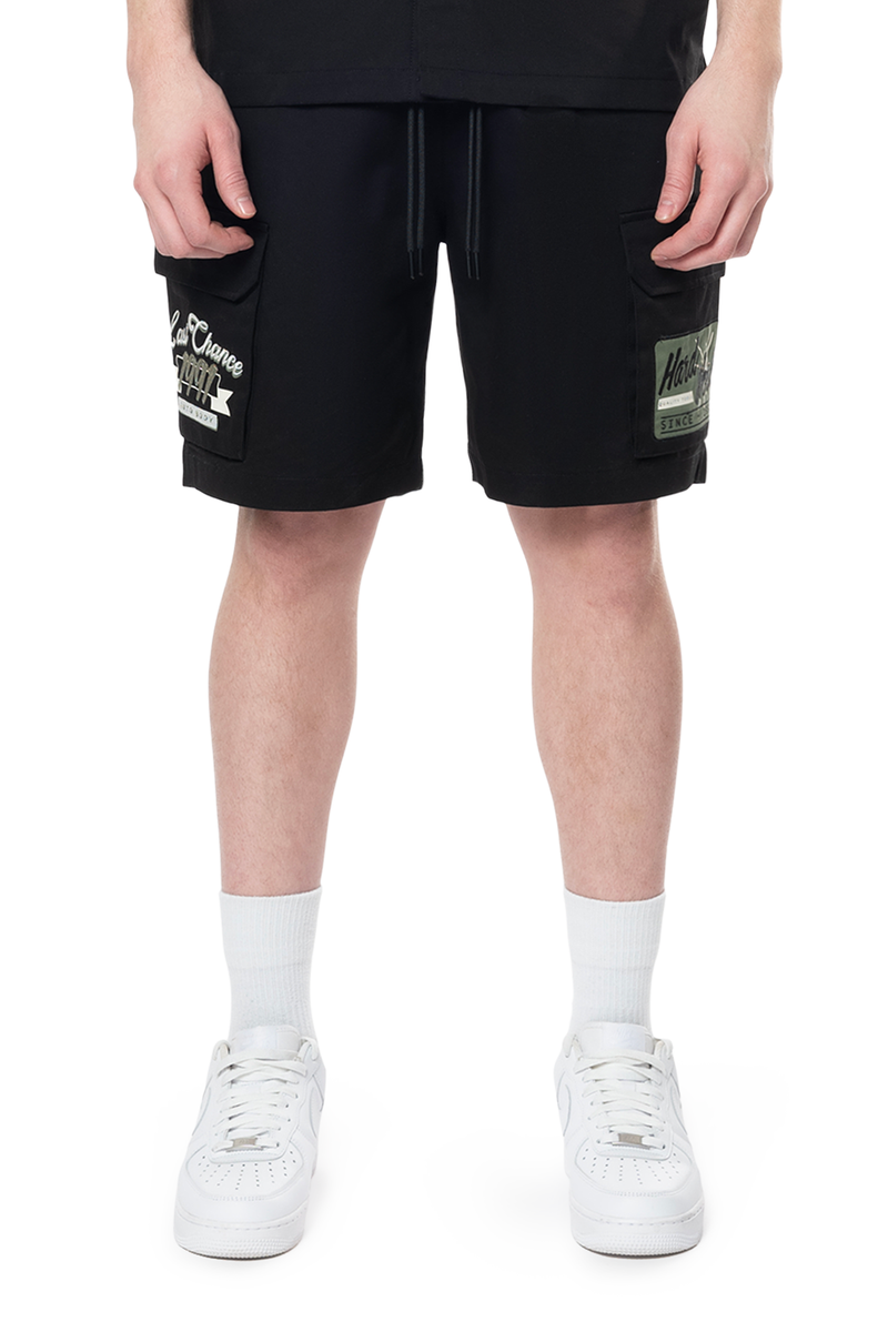 Smoke Rise 'Pitstop' Twill Shorts (Black) WS24587 - FRESH N FITTED-2 INC