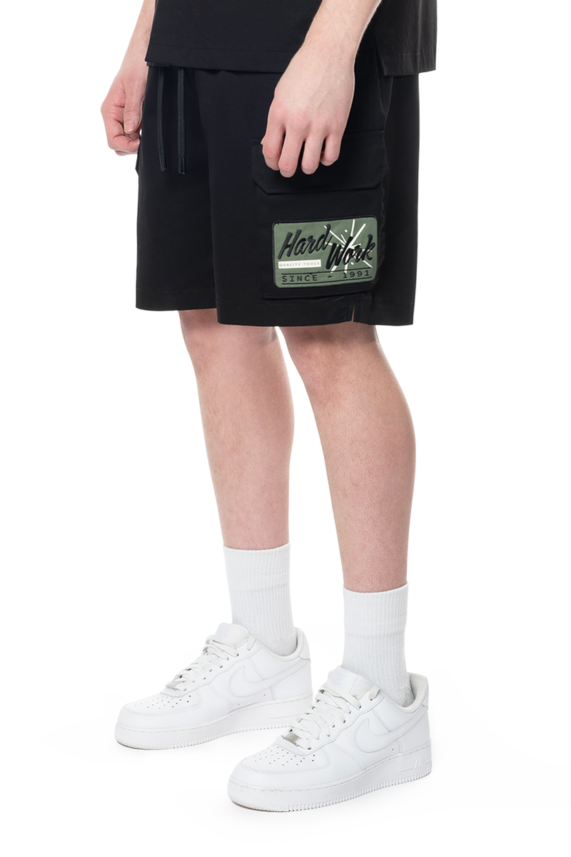 Smoke Rise 'Pitstop' Twill Shorts (Black) WS24587 - FRESH N FITTED-2 INC