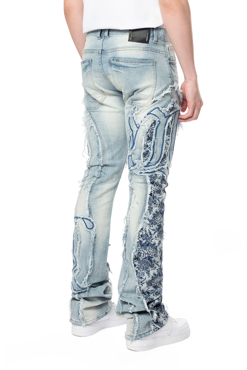 Smoke Rise 'Tapestry Panel Monogram Stacked' Denim (Montauk) JP24513