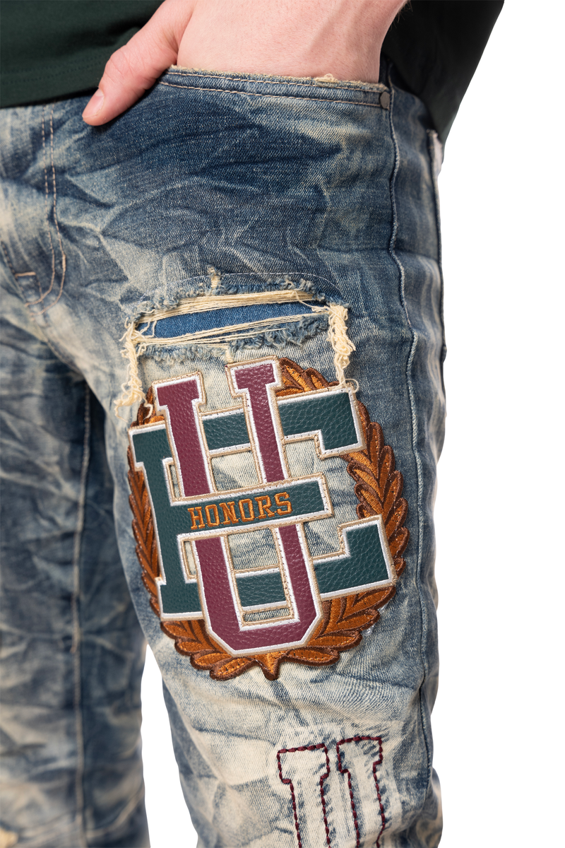 Smoke Rise 'Wav Clyde' Varsity Patch Denim (Alley Blue) JP24545