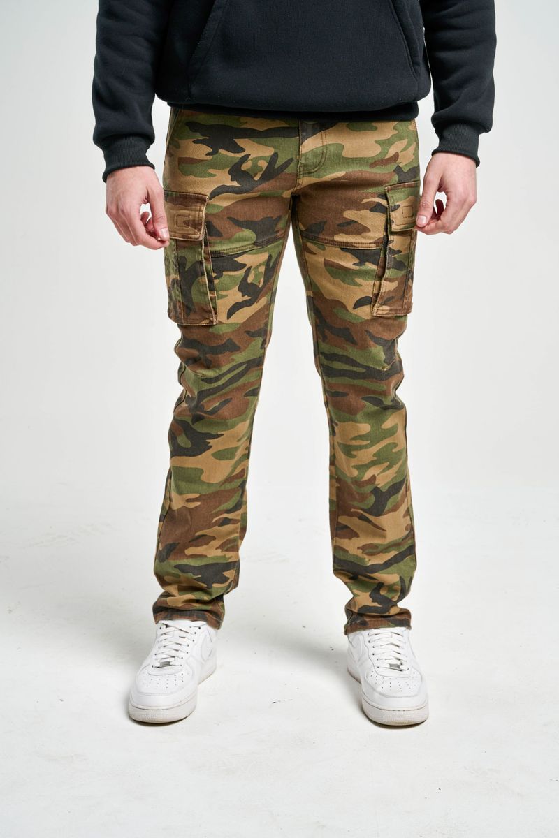 Spark 'Camo Pattern' Twill Cargo Pants (Woodland Camo) S4413