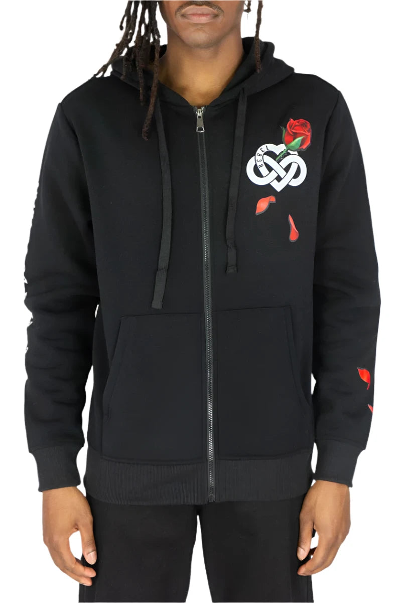 Rebel Minds 'Infinite Amour' Zip Up Hoodie (Black) 142-353