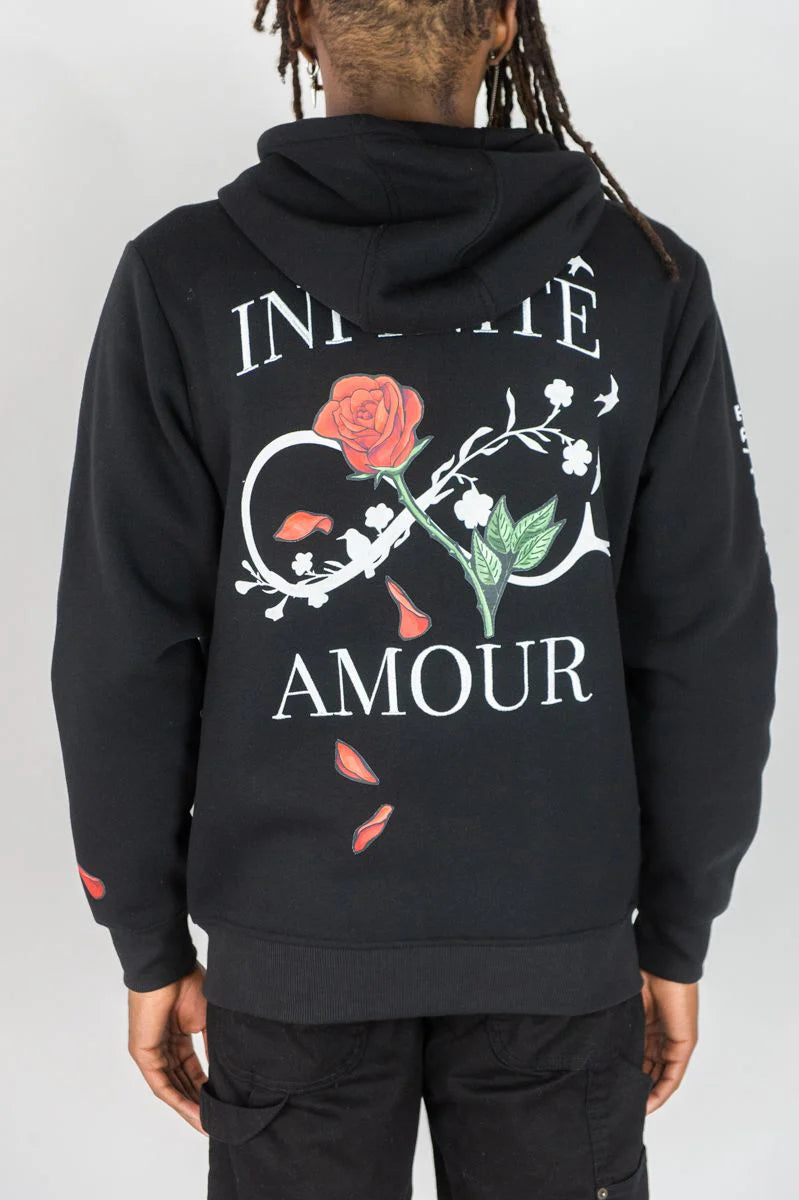 Rebel Minds 'Infinite Amour' Zip Up Hoodie (Black) 142-353