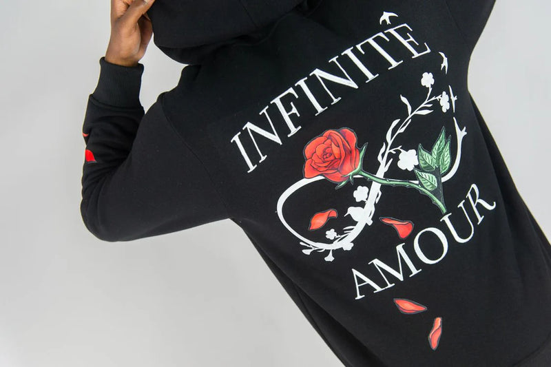 Rebel Minds 'Infinite Amour' Zip Up Hoodie (Black) 142-353