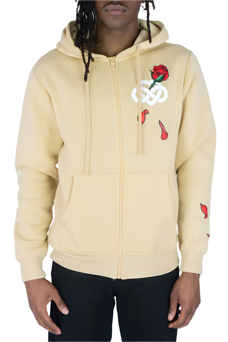 Rebel Minds 'Infinite Amour' Zip Up Hoodie (Khaki) 142-353