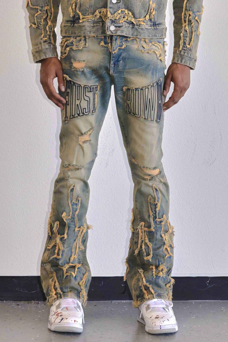 First Row 'Western' Stacked Denim (Medium Stone)