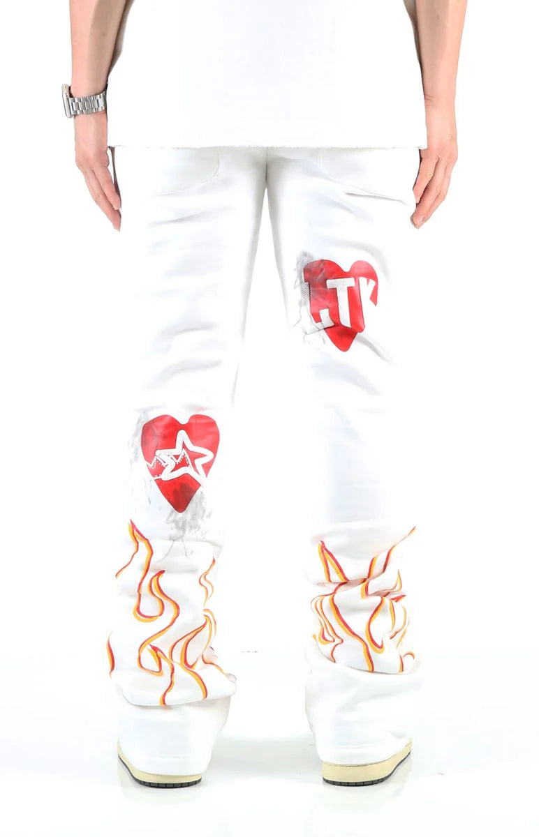 KLEEP 'Frost Heavy Weight Brushed Graphic' Stacked Sweats (White) KMP7910