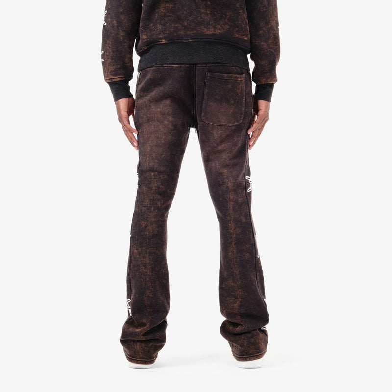 Copper Rivet 'Heartless' Stacked Sweat Pants (Black/Bleached) 431585