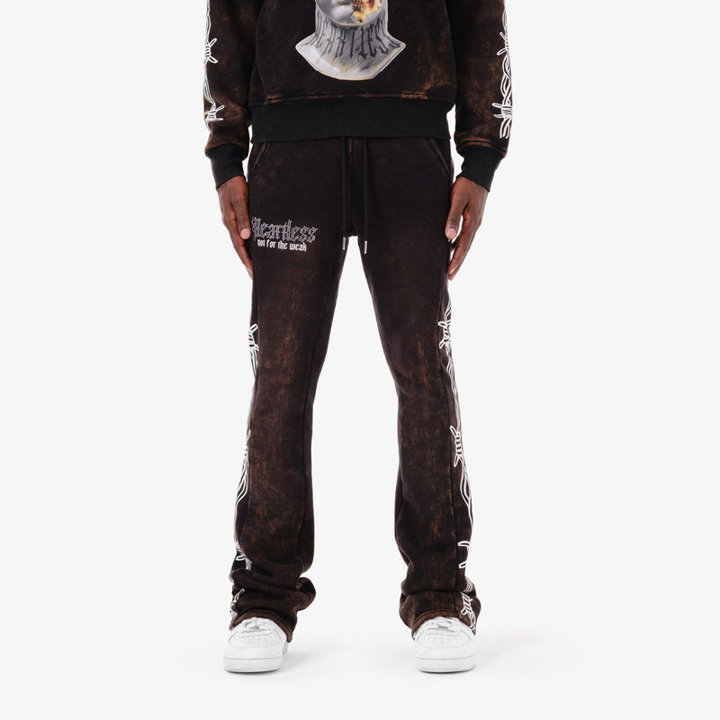 Copper Rivet 'Heartless' Stacked Sweat Pants (Black/Bleached) 431585