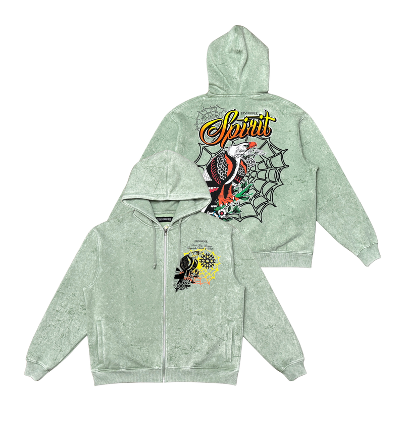DISSORDER 'Spirit' Zip Up Hoodie (Sage) GN4107-SAG
