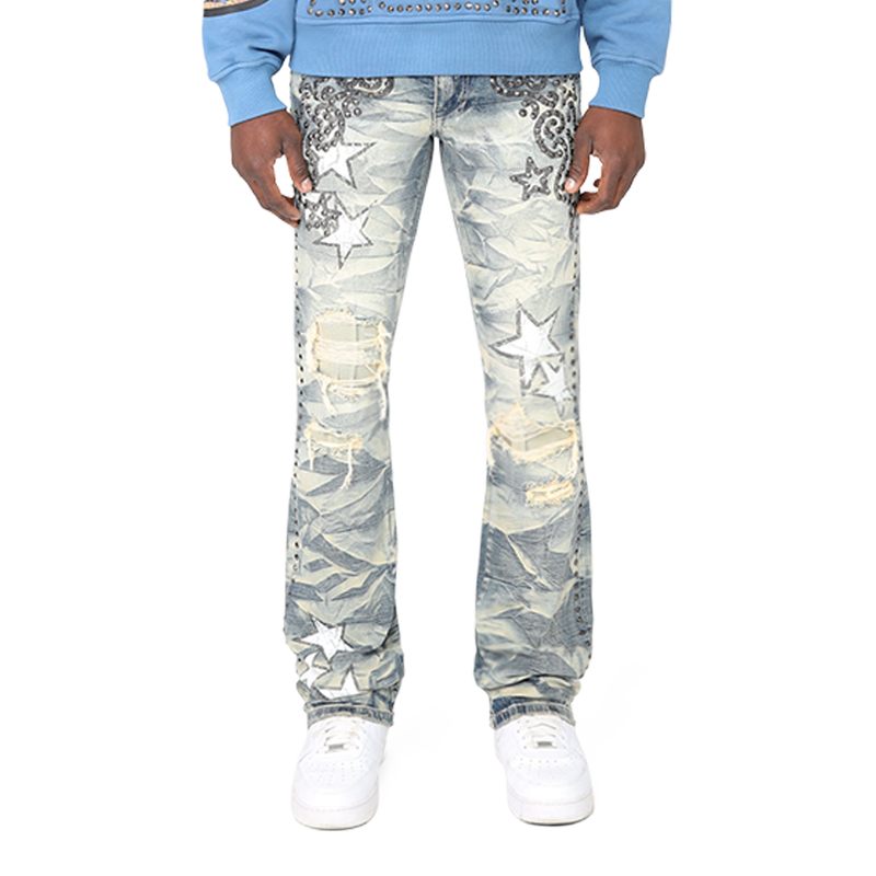 Smoke Rise 'Studded R&R Stacked' Denim (Blue Toast) JP25128