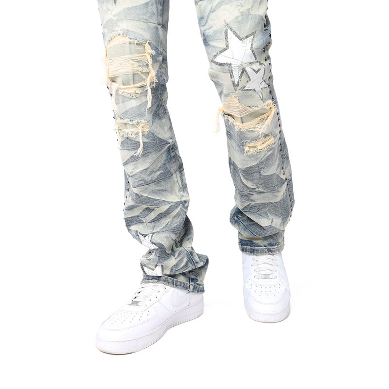 Smoke Rise 'Studded R&R Stacked' Denim (Blue Toast) JP25128