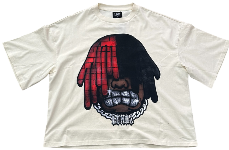 LGNDZ '2 Tone Smile' Oversized Cropped T-Shirt (Cream) LG1405 - FRESH N FITTED