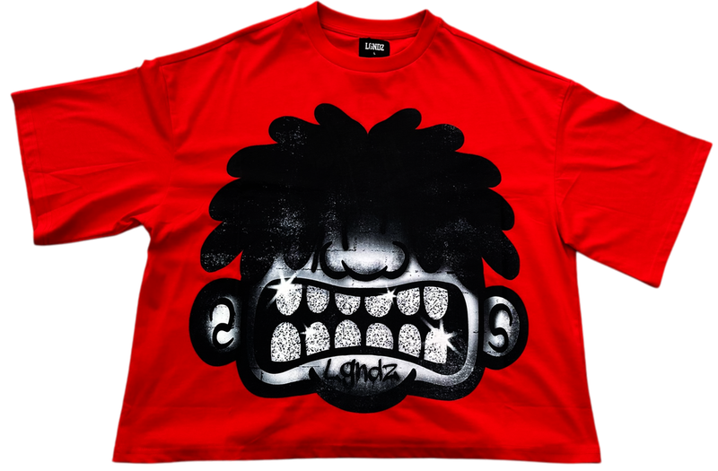 LGNDZ ' Bling Smile ' Oversized Cropped T-Shirt (Red) LG1406 - FRESH N FITTED