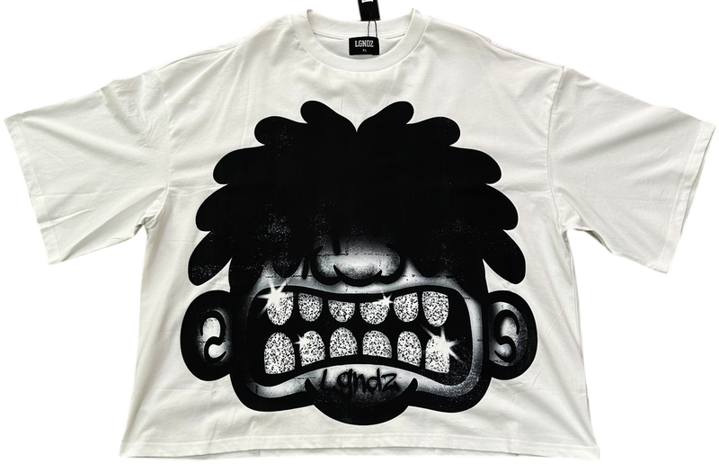 LGNDZ ' Bling Smile ' Oversized Cropped T-Shirt (White) LG1406 - FRESH N FITTED