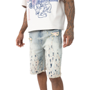 Smoke Rise 'Mechanical Flames' Denim Shorts (Mechanical Blue) JS25246 - FRESH N FITTED
