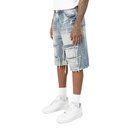 Smoke Rise 'Distressed Rip & Repair' Denim Shorts (Iso Blue) JS25222 - FRESH N FITTED