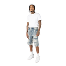 Smoke Rise 'Distressed Rip & Repair' Denim Shorts (Iso Blue) JS25222 - FRESH N FITTED