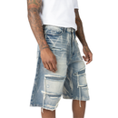 Smoke Rise 'Distressed Rip & Repair' Denim Shorts (Iso Blue) JS25222 - FRESH N FITTED