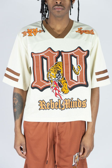 Rebel Minds 'Tiger' Cropped Football Jersey (Cream) 151-154