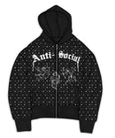 Reason 'Anti-Social' Rhinestone Hoodie (Black) RD5-016 - FRESH N FITTED