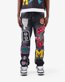 VOYAGE STUDIO Straight Fit Patch Artwork Denim (Black Wash) 51P03 - FRESH N FITTED