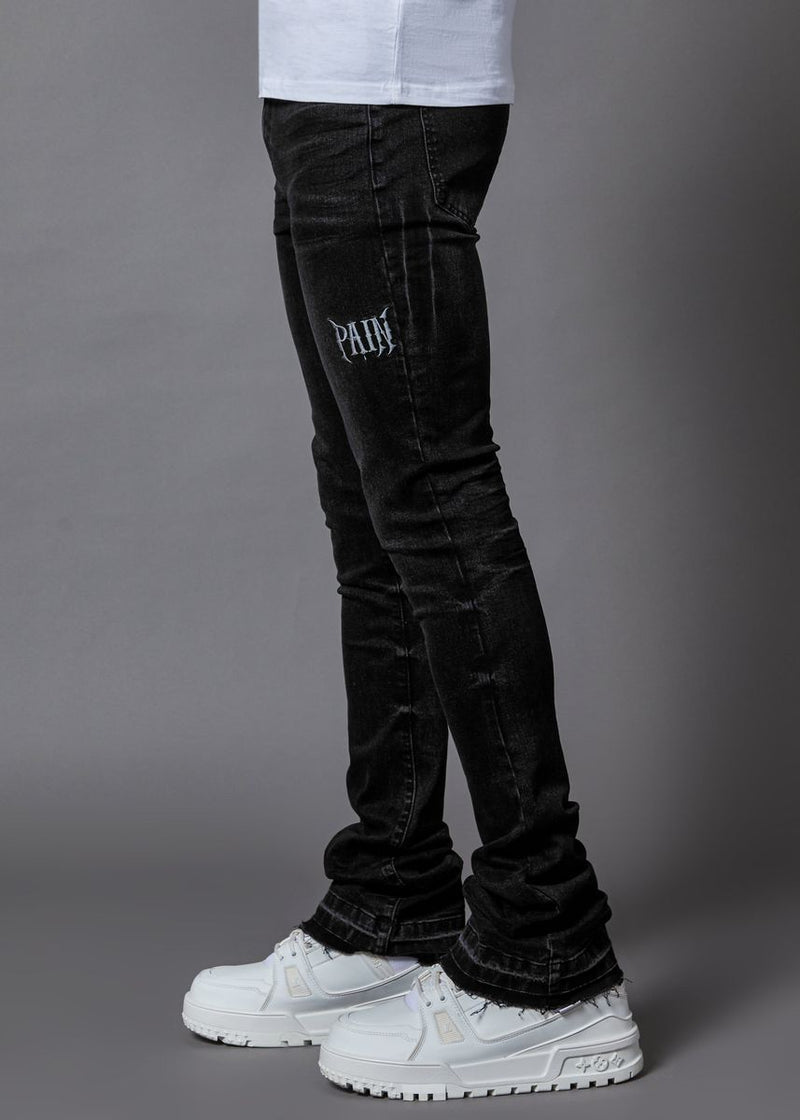 PAINLAB 'Pain' Stacked Denim (Washed Black) P43WBSD
