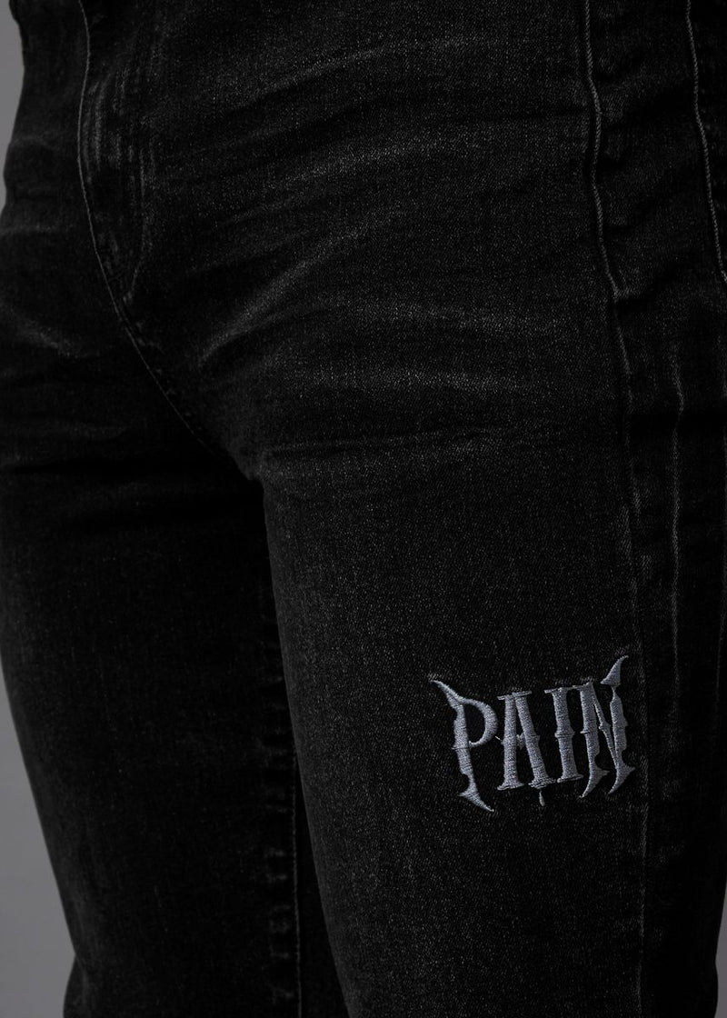 PAINLAB 'Pain' Stacked Denim (Washed Black) P43WBSD