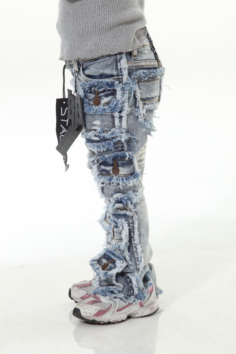Stylo Kids Stacked Flare Denim (Lt. Blue) 7PKT-003