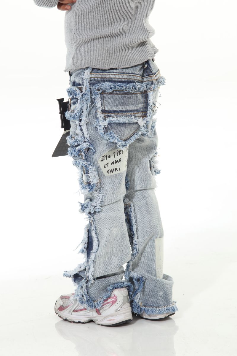 Stylo Kids Stacked Flare Denim (Lt. Blue) 7PKT-003