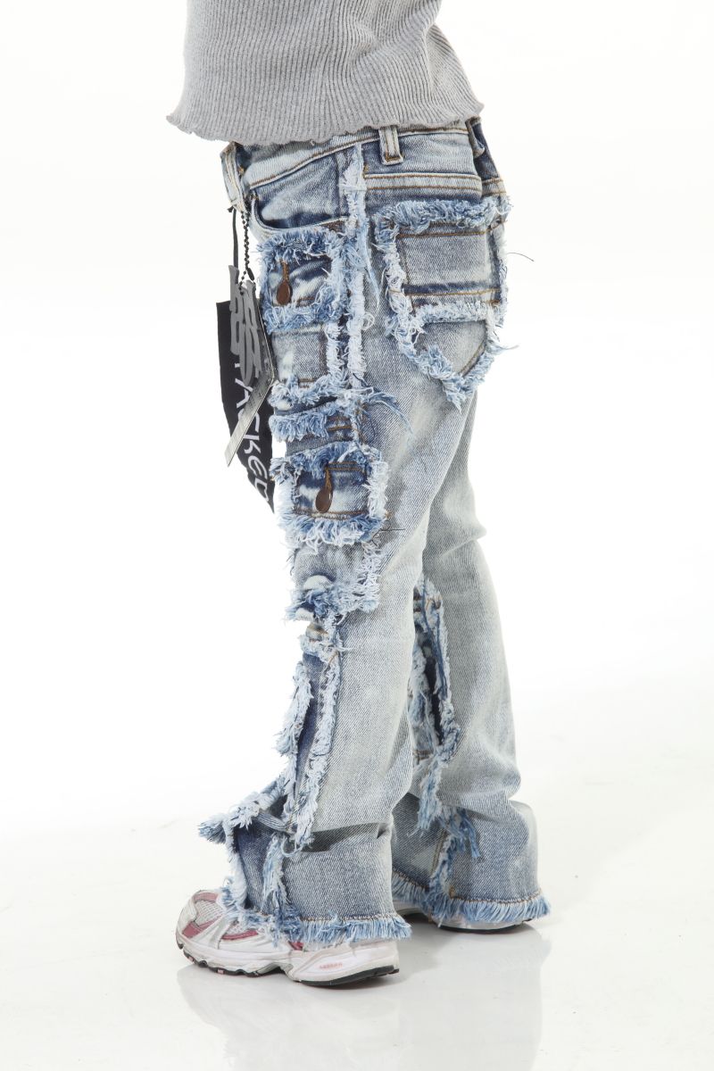 Stylo Kids Stacked Flare Denim (Lt. Blue) 7PKT-003