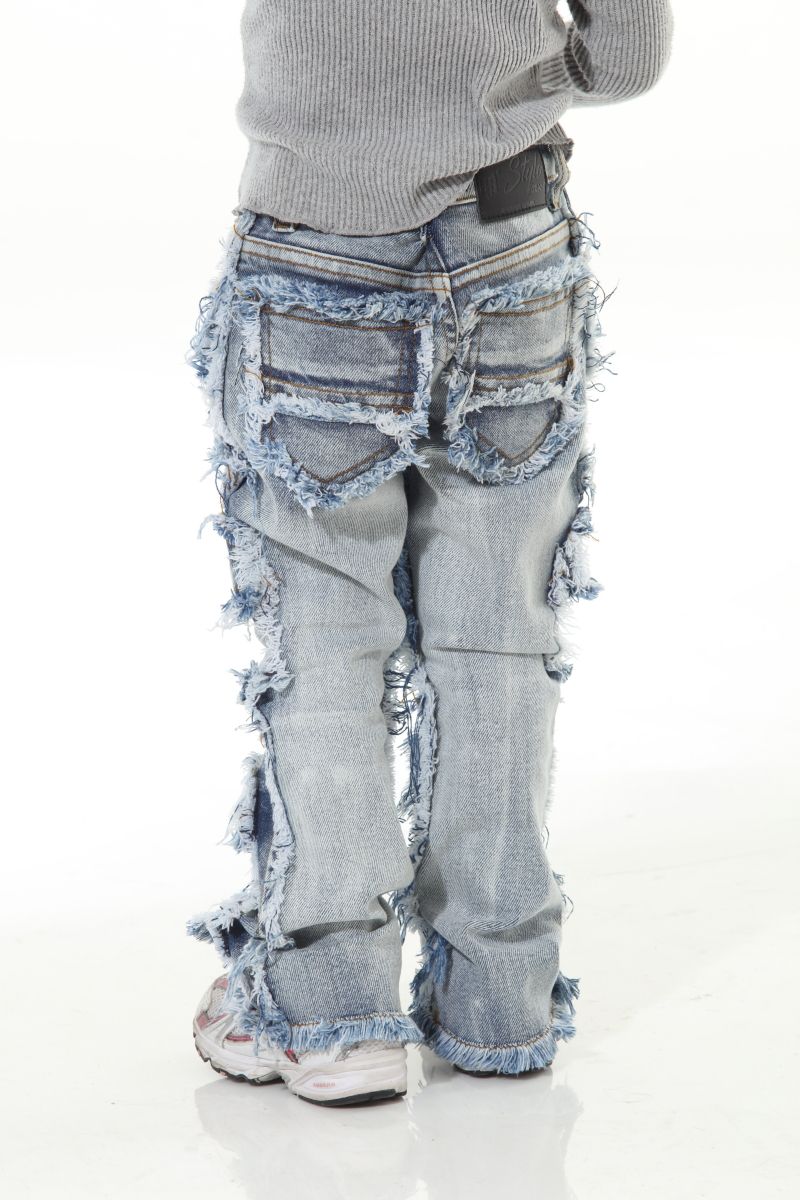 Stylo Kids Stacked Flare Denim (Lt. Blue) 7PKT-003