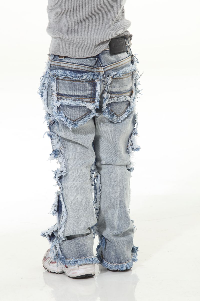 Stylo Kids Stacked Flare Denim (Lt. Blue) 7PKT-003