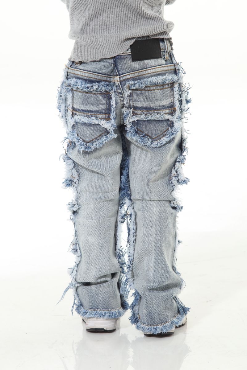 Stylo Kids Stacked Flare Denim (Lt. Blue) 7PKT-003