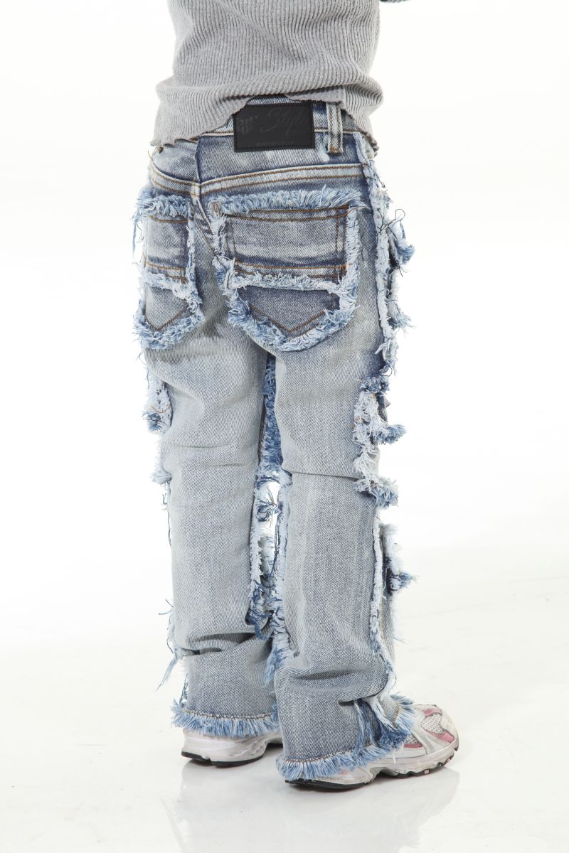 Stylo Kids Stacked Flare Denim (Lt. Blue) 7PKT-003
