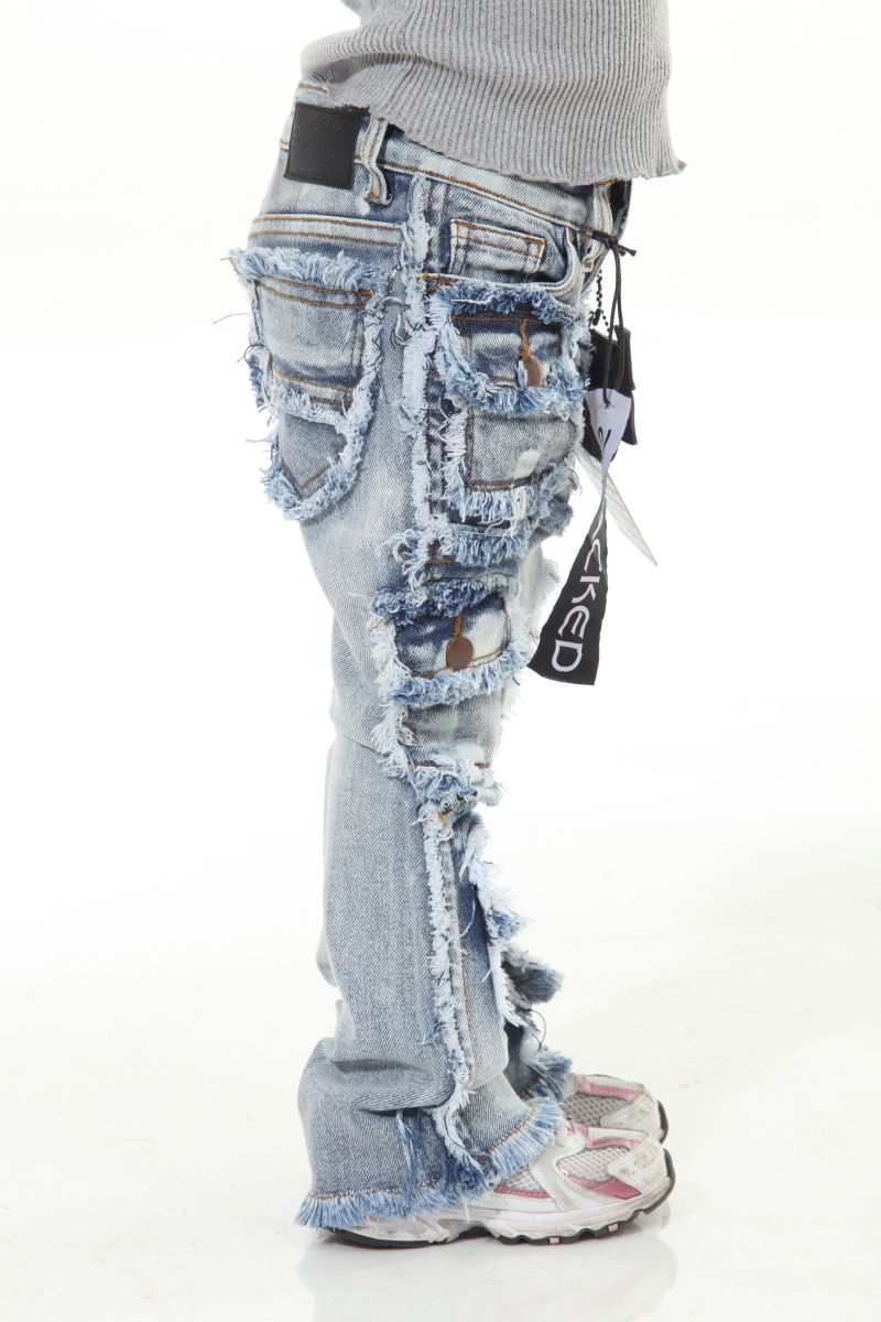 Stylo Kids Stacked Flare Denim (Lt. Blue) 7PKT-003
