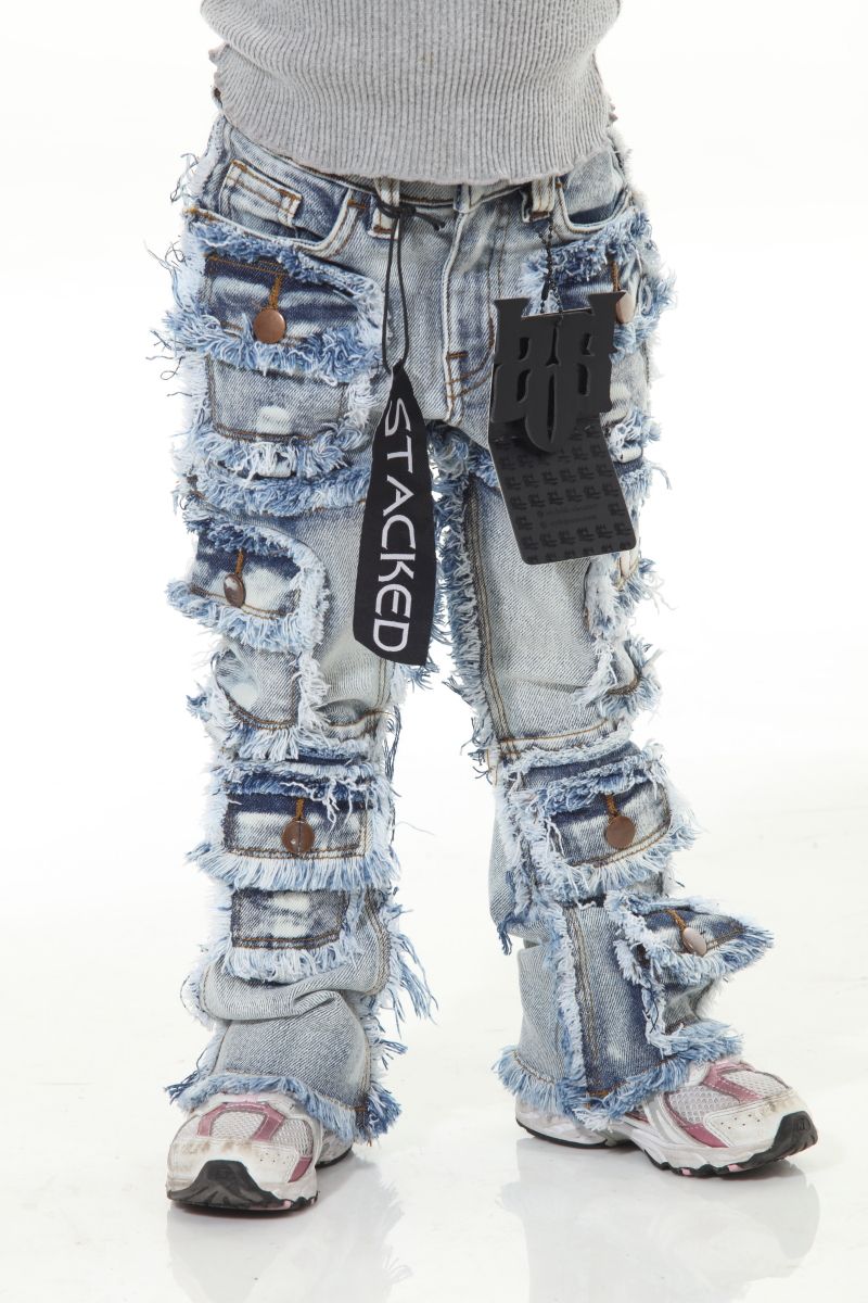Stylo Kids Stacked Flare Denim (Lt. Blue) 7PKT-003