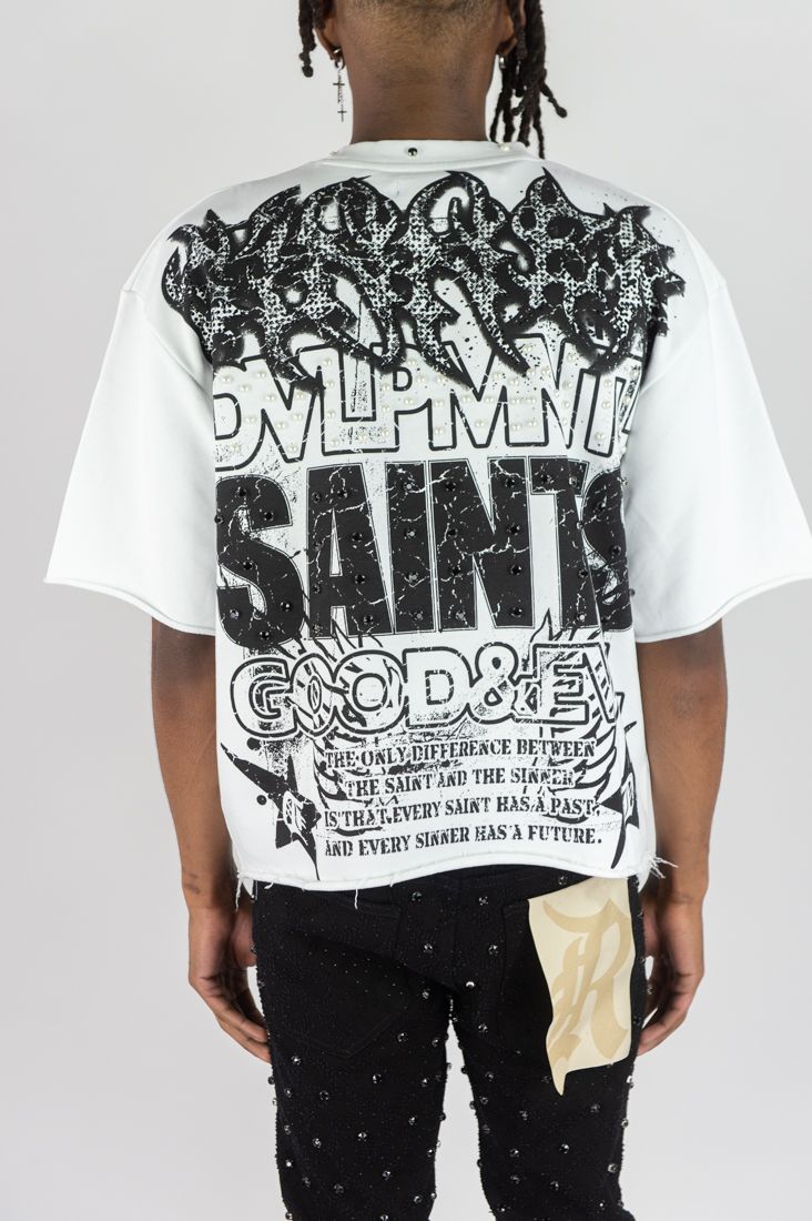 Rebel Denim 'Sinner' Cropped T-shirt (White) 752-143