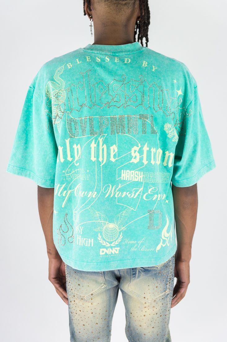 Rebel Denim 'Fearlessness' Cropped T-shirt (Jade) 752-145 - FRESH N FITTED